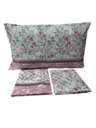 Completo Lenzuola Fiori Matrimoniale in Cotone Made in Italy