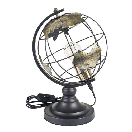 Mappamondo portalampada con piedistallo in metallo decorazione moderna h 35 cm