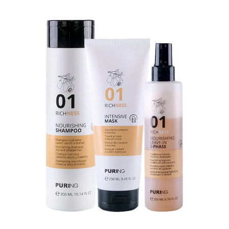 Olio Nutriente Capelli Secchi Puring 01 Richness Intensive – Trattamento Senza Risciacquo con Avocado e Mandorla, Anti Crespo