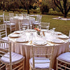 Tavolo tondo con gambe pieghevoli per campeggio e catering