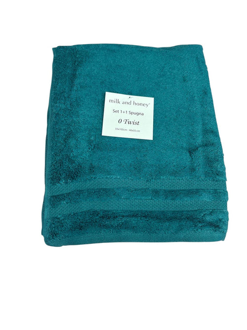 Set Asciugamani 1+1 Milk and Honey Twist in Spugna di Cotone – Made in Italy