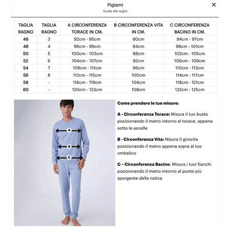 Ragno Pigiama Serafino in Caldo Cotone da Uomo U956N1 2511S48