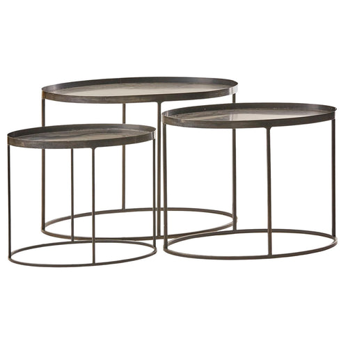 Tavolini da salotto moderno Ovale in metallo anticato Antracite