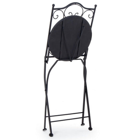 Tavolino quadrato "Erice" e sedie pieghevoli in acciaio per esterno da bar e giardino