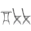 Tavolino quadrato Erice e sedie pieghevoli in acciaio per esterno da bar e giardino