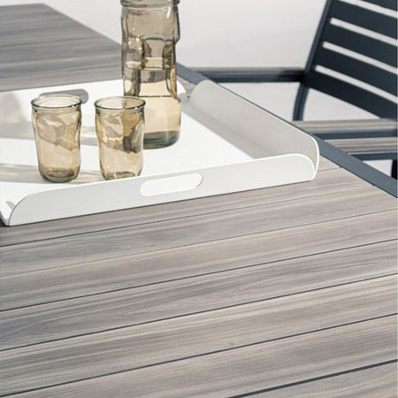 Tavolo allungabile "Belmar" in alluminio effetto legno per esterno