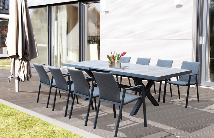 Tavolo allungabile "Zante" in alluminio e Gres porcellanato per esterno 205\260 x 105 cm