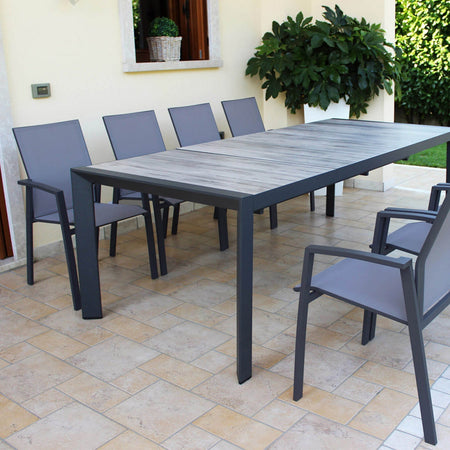Tavolo allungabile "Bahamas" in alluminio e Gres porcellanato per esterno 175\235x100