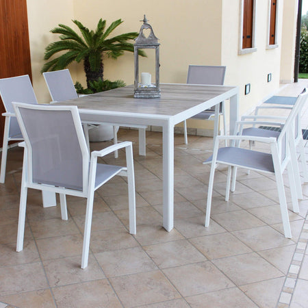 Tavolo allungabile "Bahamas" in alluminio e Gres porcellanato per esterno 175\235x100
