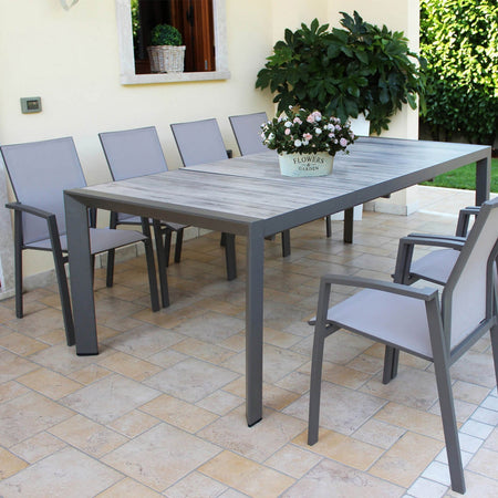 Tavolo allungabile "Bahamas" in alluminio e Gres porcellanato per esterno 175\235x100