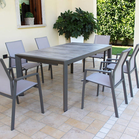 Tavolo allungabile "Bahamas" in alluminio e Gres porcellanato per esterno 175\235x100