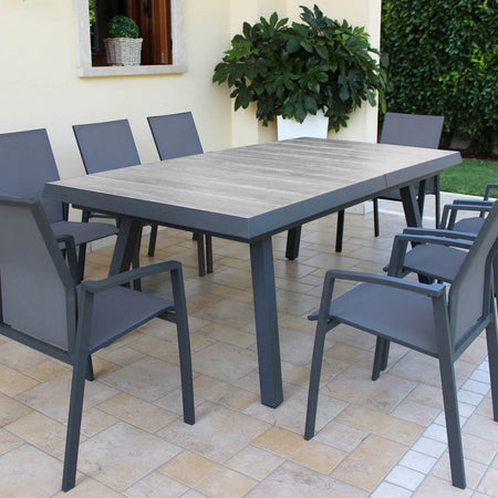 Tavolo allungabile "Cayman" in alluminio e Gres porcellanato per esterno 205\265 x 105 cm