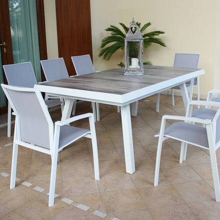 Tavolo allungabile "Cayman" in alluminio e Gres porcellanato per esterno 205\265 x 105 cm