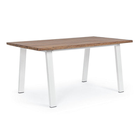 Tavolo fisso "Oslo" in legno di Acacia con piedi in metallo da giardino