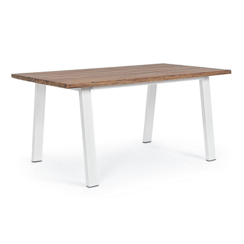 Tavolo fisso Oslo in legno di Acacia con piedi in metallo da giardino