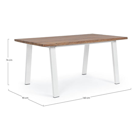 Tavolo fisso "Oslo" in legno di Acacia con piedi in metallo da giardino