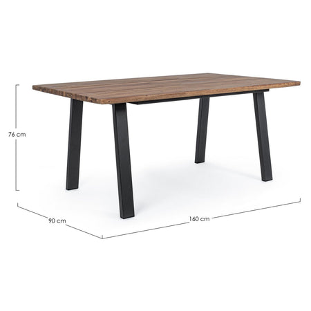 Tavolo fisso "Oslo" in legno di Acacia con piedi in metallo da giardino