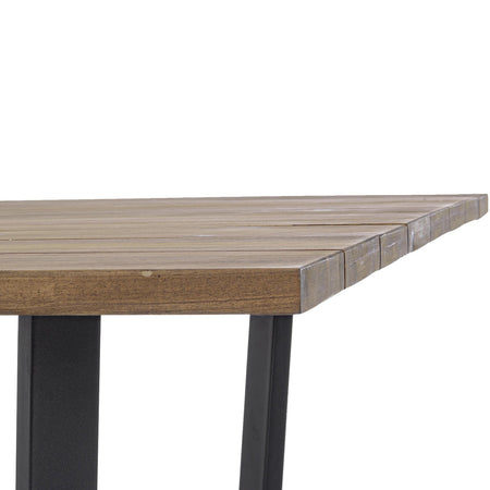 Tavolo quadrato moderno "Helsinki" in acciaio verniciato nero e doghe in legno 130 cm