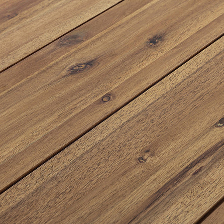 Tavolo quadrato moderno "Helsinki" in acciaio verniciato nero e doghe in legno 130 cm
