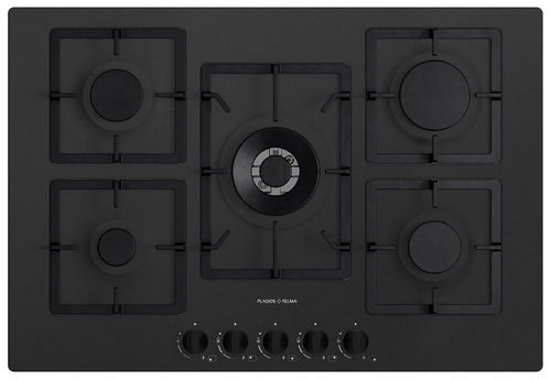 Telma flat75 piano cottura a gas ad incasso 5 fuochi 75 cm colore tg 26 nero matt