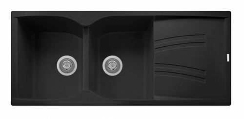 Telma naiky lavello per cucina 116x50 2 vasche più gocciolatoio reversibile colore nero matto tg