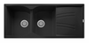 Telma naiky lavello per cucina 116x50 2 vasche più gocciolatoio reversibile colore nero matto tg