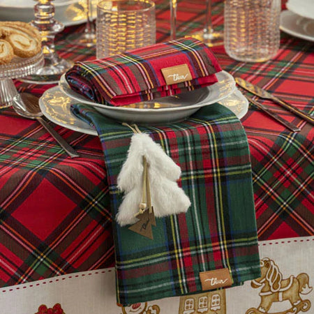 THUN® Set 2 Strofinacci + Tag 50x70 cm Thunland Tartan Red/Green 2510S15