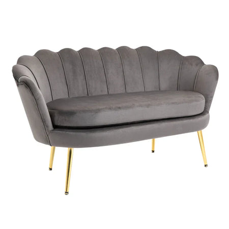 Divano in velluto 2 posti "Gigliola" conchiglia con piedi ottone 137 cm