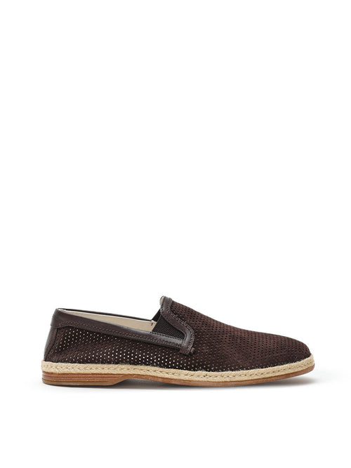 Dolce & Gabbana Pantofola in Suede Forata Marrone da uomo