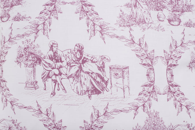 Set Copripiumino federe parure Copripiumino Stampa Digitale 100% Cotone, Made in Italy TOILE DE JOUY BORGOGNA