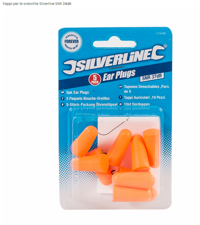 Tappi per udito antirumore protettivi 5 o 200 pezzi Silverline Silverline