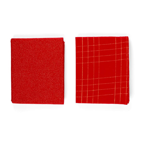 Tovaglia rossa con lurex oro in cotone 140X180 cm design assortiti - Mercury 72774MEY