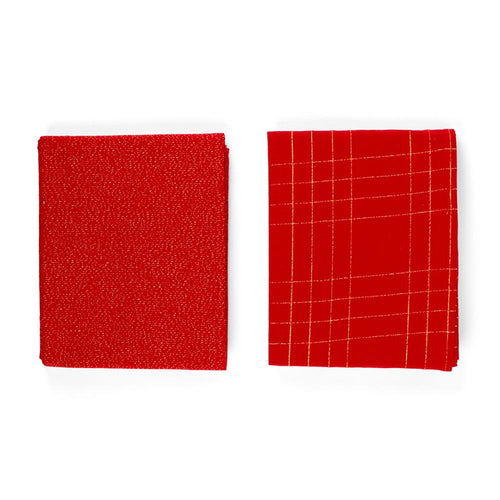 Tovaglia rossa con lurex oro in cotone 140X240 cm design assortiti - Mercury 72781MEY