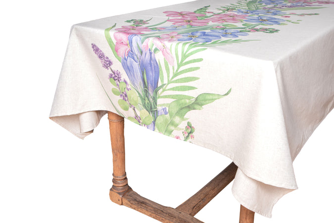 Tovaglia in misto lino stampato morbida resistente elegante made in italy  FIORI DI CAMPO