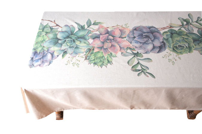 Tovaglia in misto lino stampato morbida resistente elegante made in italy SUCCULENTE