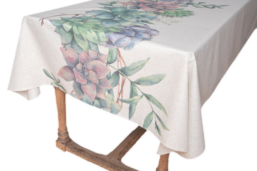 Tovaglia in misto lino stampato morbida resistente elegante made in italy SUCCULENTE - Vanita di raso