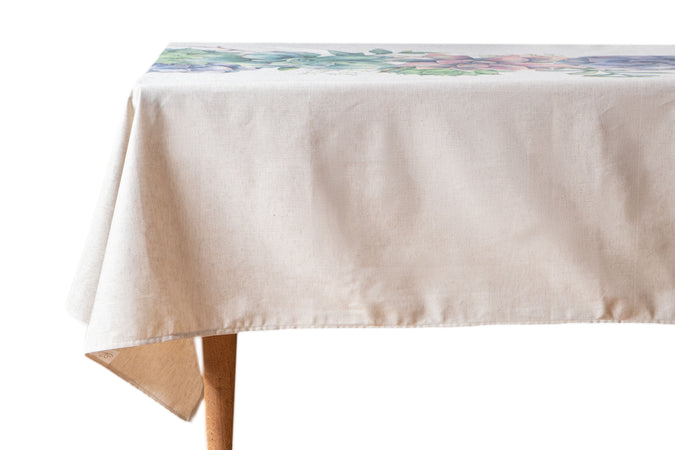 Tovaglia in misto lino stampato morbida resistente elegante made in italy SUCCULENTE