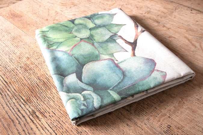 Tovaglia in misto lino stampato morbida resistente elegante made in italy SUCCULENTE