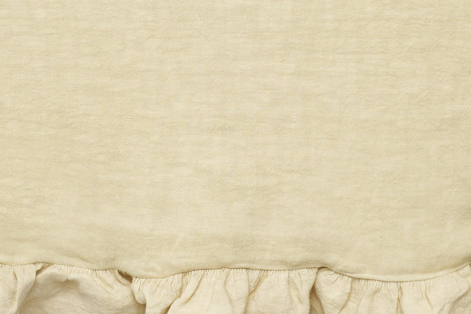 Tovaglia da tavola in 100% puro lino lavato delavè stone washed morbido resistente elegante made in italy  Sabbia con Frou Frou