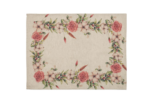 Set di 2 tovagliette americane colazione coppia tovagliette 35 X 50 CM in misto lino stampa floreale fiori  morbide resistenti eleganti made in italy FIOR DI COTONE - Vanita di raso