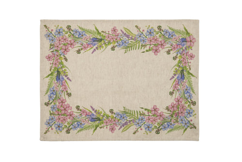 Set di 2 tovagliette americane colazione coppia tovagliette 35 X 50 CM in misto lino stampa floreale fiori  morbide resistenti eleganti made in italy FIORI DI CAMPO - Vanita di raso
