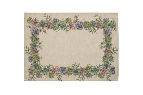 Set di 2 tovagliette americane colazione coppia tovagliette 35 X 50 CM in misto lino stampa floreale fiori  morbide resistenti eleganti made in italy SUCCULENTE - Vanita di raso