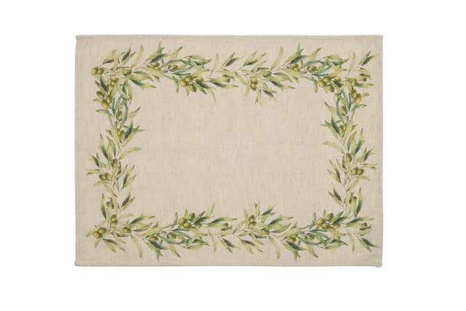 Set di 2 tovagliette americane colazione coppia tovagliette 35 X 50 CM in misto lino stampa floreale fiori  morbide resistenti eleganti made in italy ULIVO