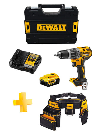 Trapano a Percussione DeWALT DCD796P1T (1 x 5,0 Ah + DCB1104 + TSTAK II) + Cintura portautensili DeWALT DWST1-75552