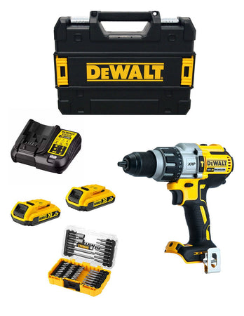 Trapano a Percussione DeWALT DCD996D2T (2 x 2,0 Ah + DCB107 + TSTAK II) + Set di 40 bits avvitamento