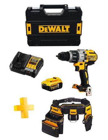 Trapano a Percussione DeWALT DCD996P1T (1 x 5,0 Ah + DCB1104 + TSTAK II) + Cintura portautensili DeWALT DWST1-75552