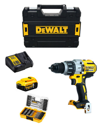 Trapano a Percussione DeWALT DCD996P1T (1 x 5,0 Ah + DCB115 + TSTAK II) + Set di 40 bits avvitamento