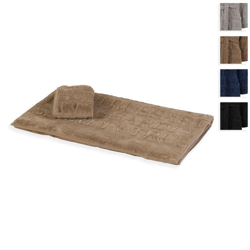 Trussardi Home Set Asciugamani 1+1 Spugna in Puro Cotone Overlogo S35 - Passarelli Biancheria