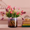 Fiore artificiale tulipano effetto realistico con stelo e foglie verdi
