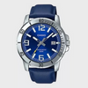 Orologio Casio per uomo, MTP-VD01L-2B , quadrante blu con segna data, cinturino in vera pelle blu scuro